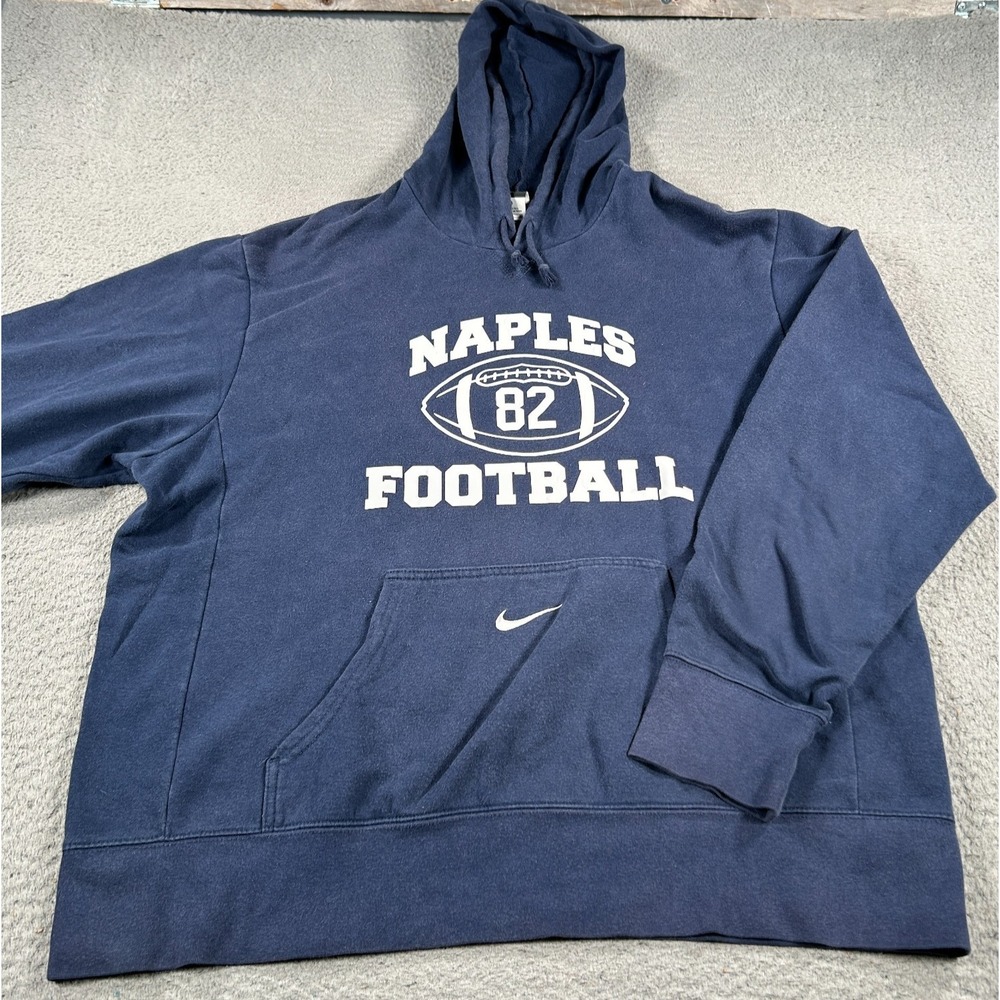 Nike Naples Football Hoodie Men's XL Blue Fleece Sports Pullover Drawstring